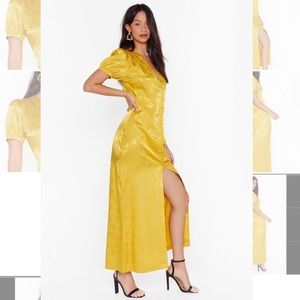 Don't Try So Jacquard Satin Maxi Dress